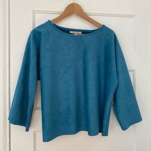 Bryn Walker faux suede top with wide sleeves
